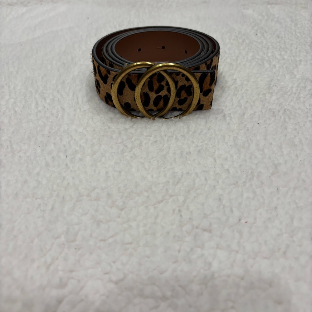 Leopard Print Belt with Gold Rings - Picture 2 of 2